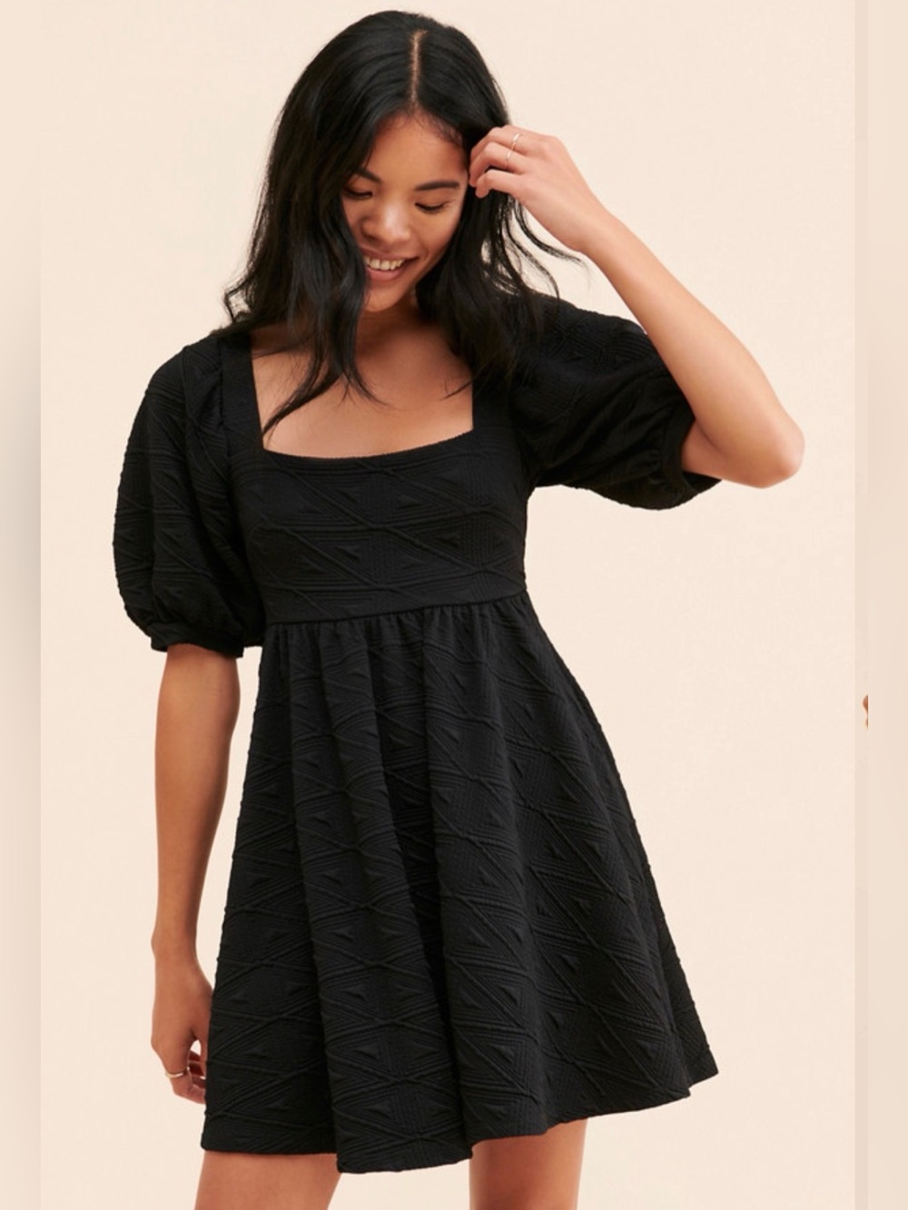 Violet babydoll dress- Square Neck Black babydoll silhouette
